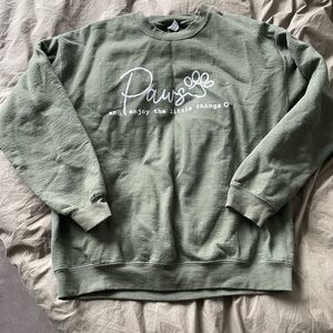 Green and white Paws & Co sweatshirt — truly so so soft. #relaxationwear